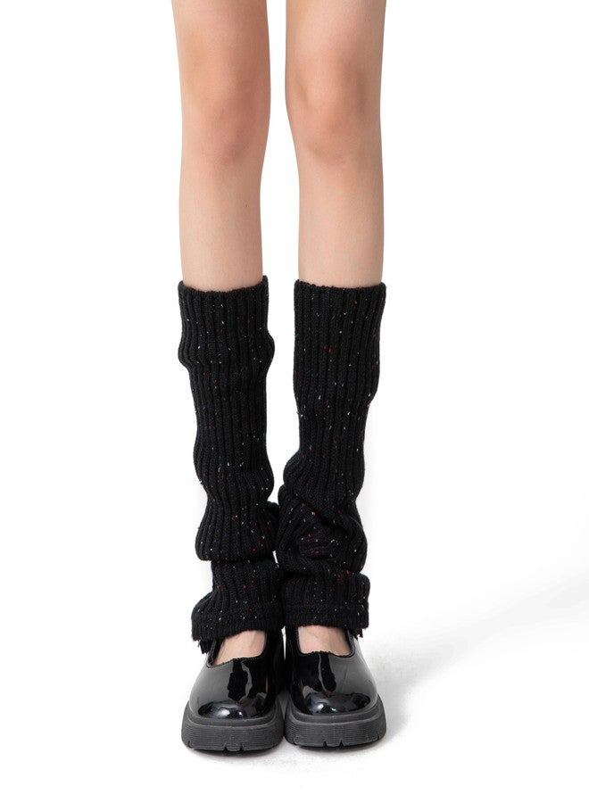 Soxbang Leg Warmers for Women 30% Wool Blend Speckled Knit, Cozy Ribbed Winter Leg Sleeves for Boots, Dance, Casual, Cold Weather Black - Image 3